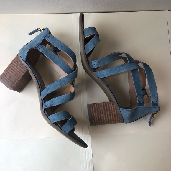 Franco Sarto Blue Suede Strappy Sandals - Picture 7 of 8